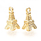 Brass Charms, Tower, Nickel Free, Real 18K Gold Plated, 9.5x5x5mm, Hole: 1mm