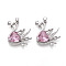 Brass Micro Pave Cubic Zirconia Pendants, Cadmium Free & Nickel Free & Lead Free, Swan, Platinum, Pink, 23.5x23x6.5mm, Hole: 4x2.5mm