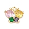 Brass Micro Pave Cubic Zirconia Pendants, Cadmium Free & Nickel Free & Lead Free, Long-Lasting Plated, Butterfly, Real 14K Gold Plated, 10.5x12.5x4.5mm, Hole: 1.5mm