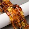 Gradient Color Natural Amber Beads Strands, Rectangle, with Seed Beads, 7~8x5~6x4.5~6mm, Hole: 0.5mm, about 39pcs/strand, 15.08''(38.3cm)