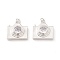 Brass Micro Pave Clear Cubic Zirconia Pendants, with Jump Rings, Cadmium Free & Lead Free, Long-Lasting Plated, Camera, Platinum, 19x19x7.5mm, Hole: 3mm