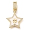 Brass Micro Pave Cubic Zirconia Pendants, with Enamel, Star with Four Leaf Clover Charms, White, 32x20x3mm, Hole: 7x4mm