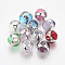 Brass Beads, with Glass, Large Hole Beads, Rondelle, Mixed Color, 12x12x10mm, Hole: 4.5mm