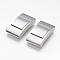 304 Stainless Steel Bayonet Clasps, Rectangle, Matte Stainless Steel Color, 36x20x9mm, Hole: 4mm