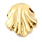 304 Stainless Steel Pendants, Shell Charm, Real 18K Gold Plated, 32x29x4.5mm, Hole: 1.4mm