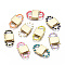 Brass Clasps, with Enamel, Cadmium Free & Nickel Free & Lead Free, Real 16K Gold Plated, Lock, Mixed Color, 26x16x4.5mm, Hole: 6x7mm