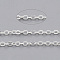 Brass Coated Iron Cable Chains, Soldered, with Spool, Flat Oval, Silver Color Plated, 2.2x1.7x0.3mm, about 39.37 Feet(12m)/roll