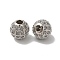 Rack Plating Round Brass Micro Pave Cubic Zirconia Beads, Long-Lasting Plated, Lead Free & Cadmium Free, Platinum, 8mm, Hole: 2mm