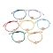 7Pcs 7 Style Alloy Chakra Link Bracelets Set, Braided Bead Adjustable Bracelets, Mixed Color, Inner Diameter: 1/4~3-3/8 inch(0.7~8.5cm), 1Pc/color