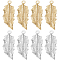 20Pcs 2 Colors Brass Pendants, Cadmium Free & Lead Free, Leaf Charm, Golden & Silver, 32x12.5x1mm, Hole: 2mm, 10pcs/color