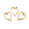 Rack Plating Brass Pendants, Lead Free & Cadmium Free, with Jump Ring, Long-Lasting Plated, Hollow Heart Charm, Real 18K Gold Plated, 25x18x2.5mm
