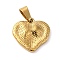 PVD Vacuum Plating 304 Stainless Steel Pendants, Textured, Heart Charms, Golden, 17.5x18x2.5mm, Hole: 6.5x3.5mm