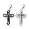 316 Surgical Stainless Steel Rhinestone Pendants, with Enamel, Cross, Mixed Color, 30x20x5mm, Hole: 5x9mm