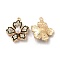 Alloy Enamel Pendants, with Crystal Rhinestone & Plastic Imitation Pearl, Flower Charm, Light Gold, 23x20x6mm, Hole: 1.4mm