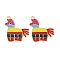 Cinco De Mayo Theme Alloy Enamel Pendants, Golden, Horse, 27x24x1mm, Hole: 1.8mm