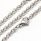 Tarnish Resistant Trendy Unisex 304 Stainless Steel Cable Chain Necklaces, with Lobster Clasps, Stainless Steel Color, 17.7 inch(44.9cm), 4x3x0.5mm