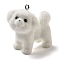 Flocky Resin Pendants, with Platinum Iron Loop, Bichon Frise, 32.5x17x32mm, Hole: 2mm