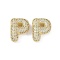 Brass Micro Pave Clear Cubic Zirconia Pendants, Cadmium Free & Nickel Free & Lead Free, Letter P, 20x25x8mm, hole: 3.5x2.5mm