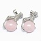 Natural Rose Quartz Pendants, with Alloy Findings, Leopard, Platinum, 33.5x20x7mm, Hole: 4x6mm