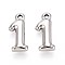 304 Stainless Steel Pendants, Number 1, Stainless Steel Color, 16.5x7x3mm, Hole: 1.4~1.5mm