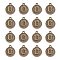 Alloy Pendant Cabochon Settings, For Enamel, Cadmium Free & Lead Free, Flat Round with Letter, Antique Bronze, Letter.U, 14x12x2mm, Hole: 1.5mm
