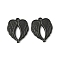 304 Stainless Steel Pendants,  Heart Angel Wing Charms, Ion Plating(IP), Black, 21x17.5x2mm, Hole: 1.5mm