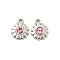 304 Stainless Steel Pendants, with Rhinestone, Flower Charms, Real 14K Gold Plated, Light Rose, 11x9x3mm, Hole: 1.5mm