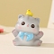 Resin Pudding Cat with Bowknot & Duck Mini Model Display Decorations, Micro Landscape Accessories, Pretending Prop Decorations, Light Grey, 30mm