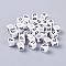 Letter P White Cube Letter Acrylic Beads for Name Jewelry Making, Horizontal Hole, Size: about 6mm wide, 6mm long, 6mm high, hole: about 3.2mm, about 300pcs/50g