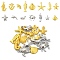 15Pcs 15 Styles Ocean Theme Alloy Pendants, Mixed Shapes, Platinum & Golden, 9~25.5x8.5~19x1.5~6mm, Hole: 1.5~1.8mm, 1pcs/style