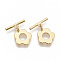 Brass Toggle Clasps, with Jump Rings, Nickel Free, Flower, Real 18K Gold Plated, Flower: 14.5x13x1.5mm, Hole: 1.2mm, Bar: 16x2mm, Hole: 1.2mm, Jump Ring: 5x0.8mm.