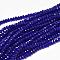 Faceted Rondelle Glass Beads Strands, Dark Blue, 3.5~3.8x2.5~3mm, Hole: 0.8mm, about 105~110pcs/strand, 29~31cm