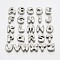 English Alphabet Sets, 26 Letter Slider Alloy Beads with Single Rhinestone, Letter A~Z, 11~13x9~11.5x4~5mm, Hole: 7.5~8x1mm