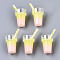Imitation Juice Glass Pendants, Plastic Pendants, with Epoxy Resin and Polymer Clay, Glitter Powder, Yellow, 25~28x13mm, Hole: 1.4mm