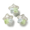 Gradient Color Transparent Hand-drawed Acrylic Beads, Star, Honeydew, 19.5x21.5x16mm, Hole: 2.3mm