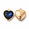 Faceted Glass Rhinestone Pendants, with Golden Tone Zinc Alloy Findings, Heart Charms, Dark Blue, 16.5x14x6.5mm, Hole: 1.6mm