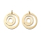 304 Stainless Steel Pendants, with Jump Ring, Oval Charm, Ion Plating(IP), Real 14K Gold Plated, 26.5x23x0.5mm, Hole: 3mm