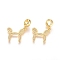 Brass Micro Pave Clear Cubic Zirconia European Dangle Charms, Large Hole Pendants, Rabbit Ears, Golden, 30mm, Hole: 5mm, Rabbit Ears: 21.5x19x2.5mm