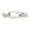 Brass Fold Over Clasps, Cadmium Free & Nickel Free & Lead Free, Oval, Platinum, 39mm, Oval: 22.5x12x1.5mm, Clasp: 13x7.3x6mm.
