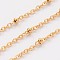 304 Stainless Steel Cable Chains, Soldered, Satellite Chains, with Spool, with Rondelle Beads, Golden, 1.5mm, about 65.61 Feet(20m)/roll