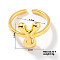 Fashionable Letter Brass Open Cuff for Women, Golden, European and American Style, Letter Y, Inner Diameter: 17mm