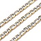 304 Stainless Steel Two Tone Figaro Chains, Ion Plating(IP), Unwelded, Rectangle, with Spool, Golden & Stainless Steel Color, 9.5x6x2mm