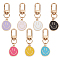 arricraft 14 Pcs Smile Keychain, 7 Colors Flat Round Alloy & Enamel Pendants Charms Light Gold Fashion Happy Face Keyrings for Purse Handbag Bag Decoration