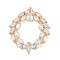 Brass Pendants, Wreath Charms, with Glass, Real 18K Gold Plated, 36.5x31x4.5mm, Hole: 1.2mm