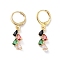 Rack Plating Brass Leverback Earrings, Teardrop Cubic Zirconia Dangle Earring for Women, Golden, Colorful, 30.5x7.5mm