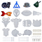 DIY Keychain Making, with Pendant Silicone Molds, Iron Split Key Rings, Disposable Plastic Transfer Pipettes and Plastic Round Stirring Rod, Latex Finger Cots, White