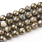 Natural Pyrite Beads Strands, Round, 10mm, Hole: 0.7mm, about 38pcs/strand, 15 inch(38cm)