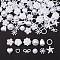 100Pcs 12 Styles ABS Plastic Imitation Pearl Cabochons, Flower/Heart/Teardrop/Starfish/Bowknot/Ring, White, 12~20x12~20x4.5~8mm