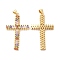 Brass Micro Pave Cubic Zirconia Pendants, Cadmium Free & Lead Free, Cross, Real 16K Gold Plated, 42x24x3.5mm, Hole: 4x3.5mm
