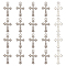 24Pcs Alloy Rhinestones Pendants, Cross, Platinum, 26x15x3mm, Hole: 2mm, 24pcs